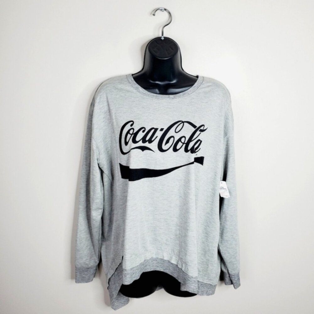 NWT Coca Cola Official Merch Retro Women's Lounge Graphic Grey Sweatshirt XL
